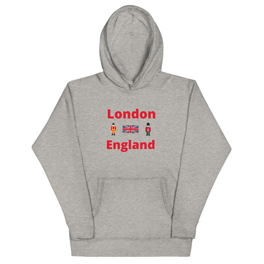 London England Unisex Hoodie With Royal Guard and Union Jack Flag