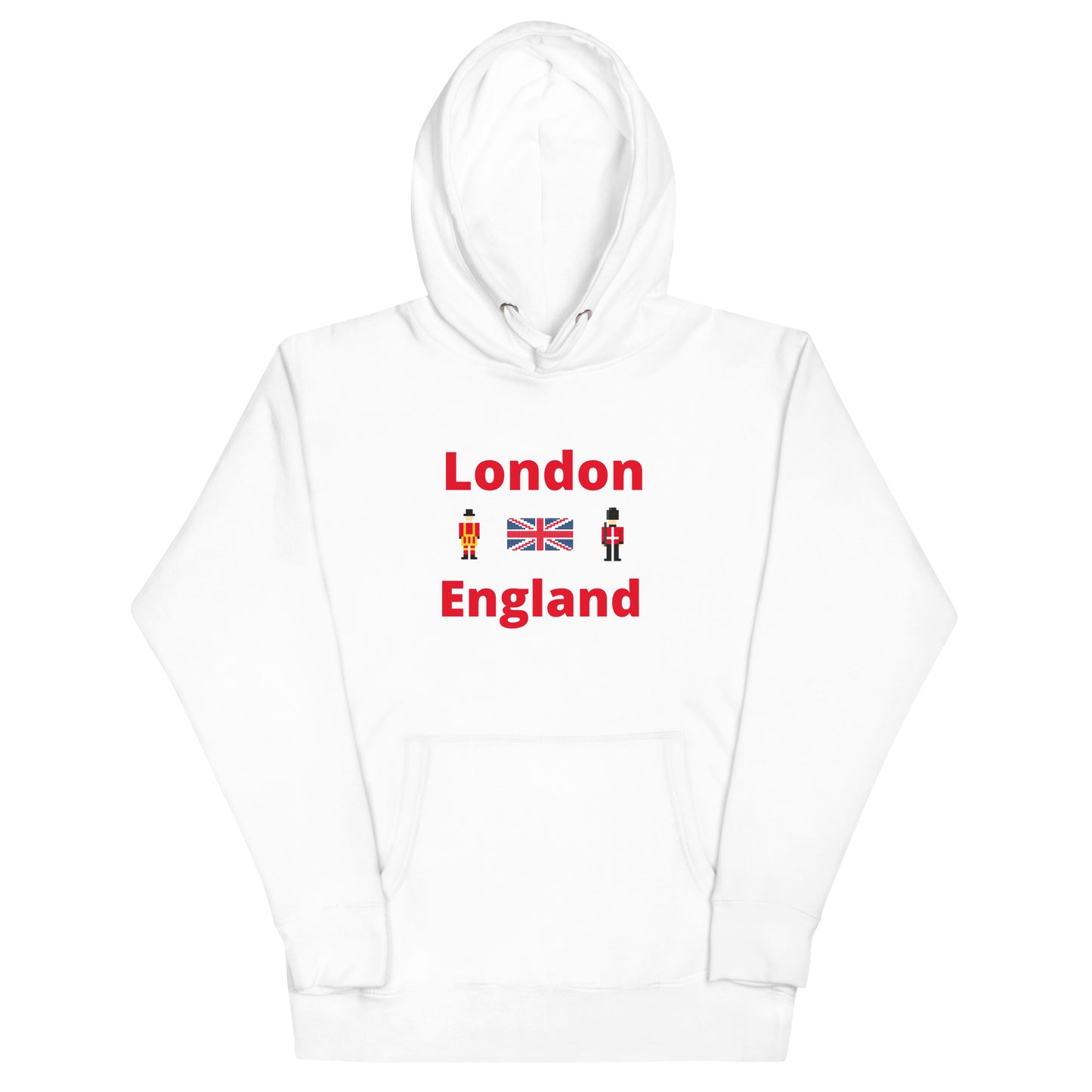 London England Unisex Hoodie With Royal Guard and Union Jack Flag